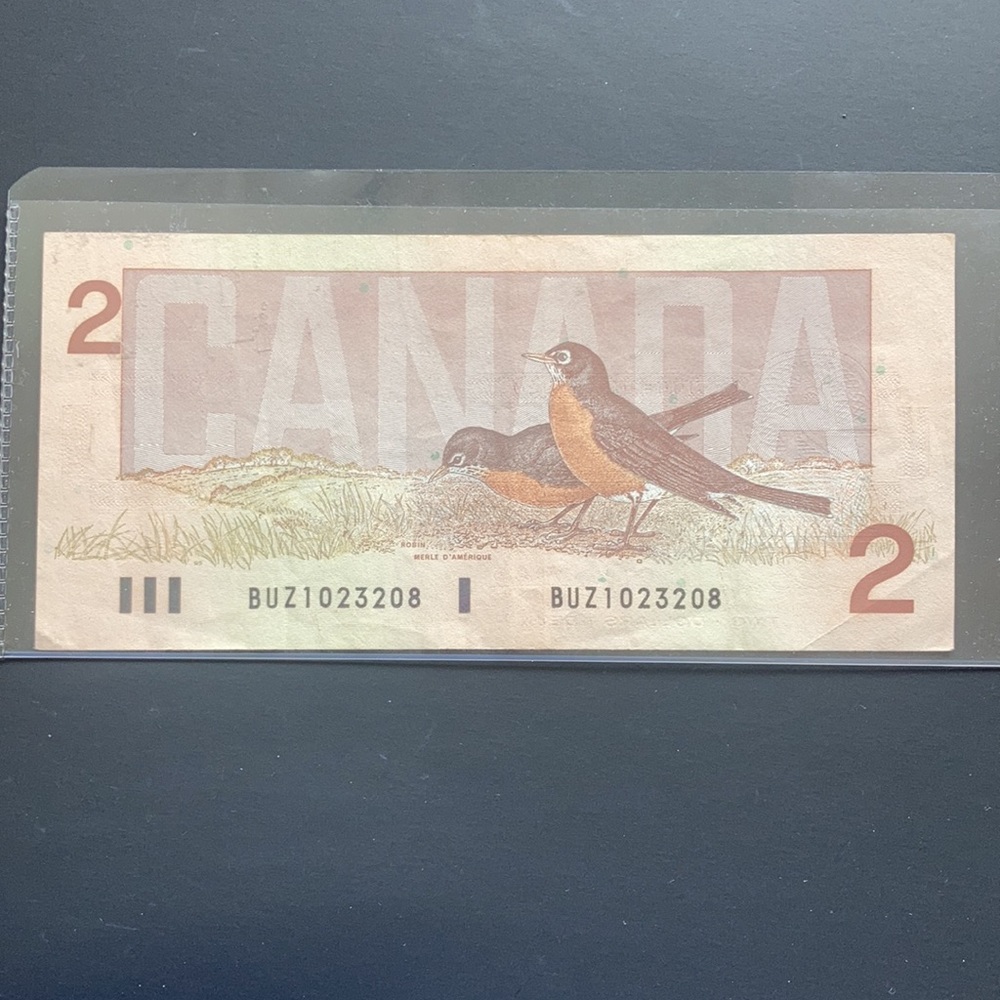 VINTAGE 1986 Bird Series Canada Banknote $2 - Picture 2 of 3